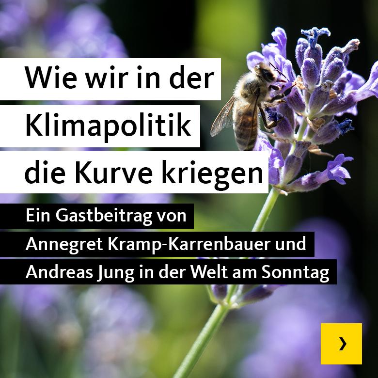Wie wir in der Klimapolitik die Kurve kriegen - Ein Gastbeitrag von Annegret Kramp-Karrenbauer und Andreas Jung in der Welt am Sonntag